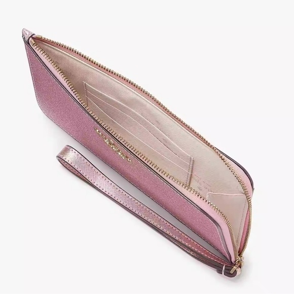 KATE SPADE LUCY GLITTER MEDIUM L-ZIP WRISTLET